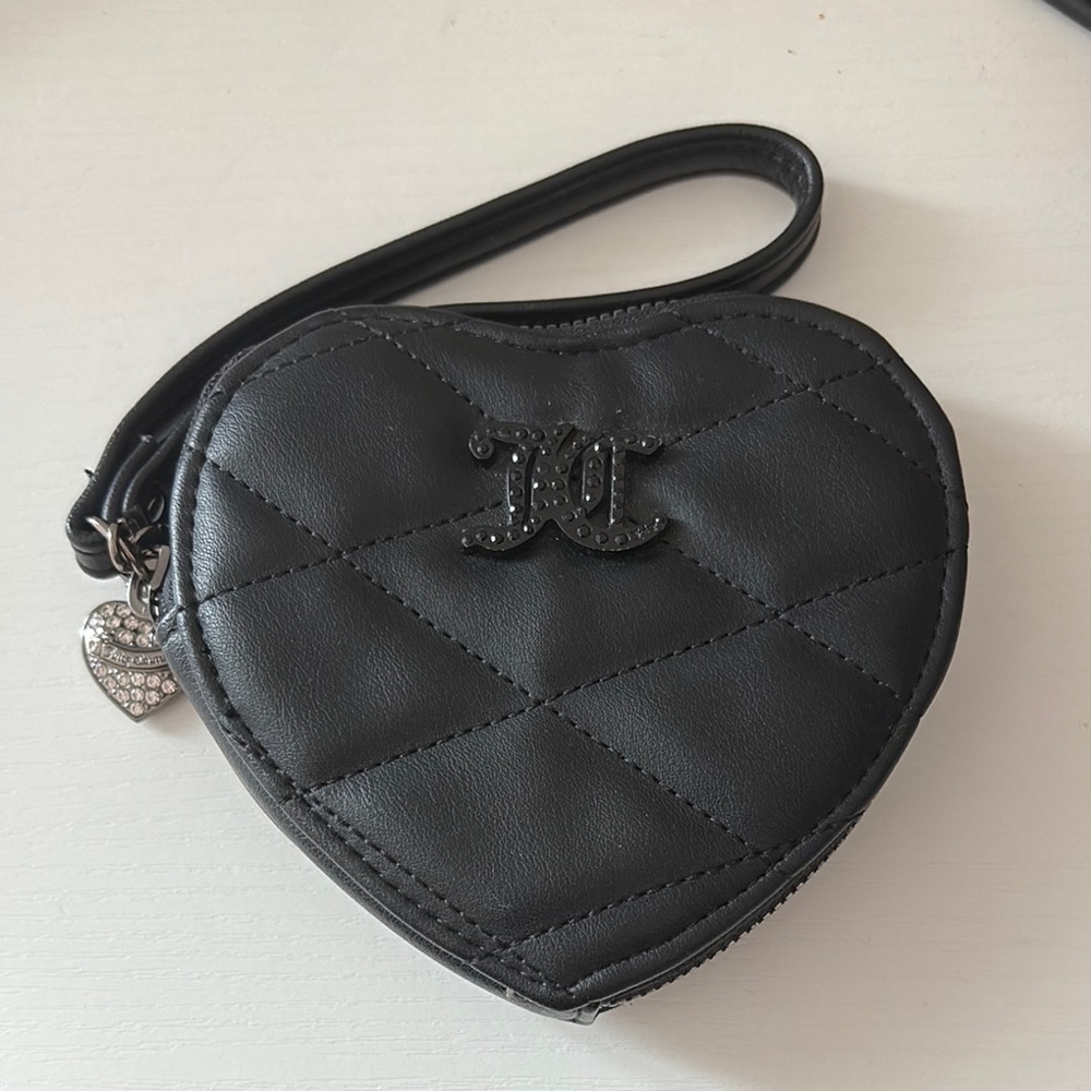Juicy Couture Black Heart-Shaped Quilted Clutch